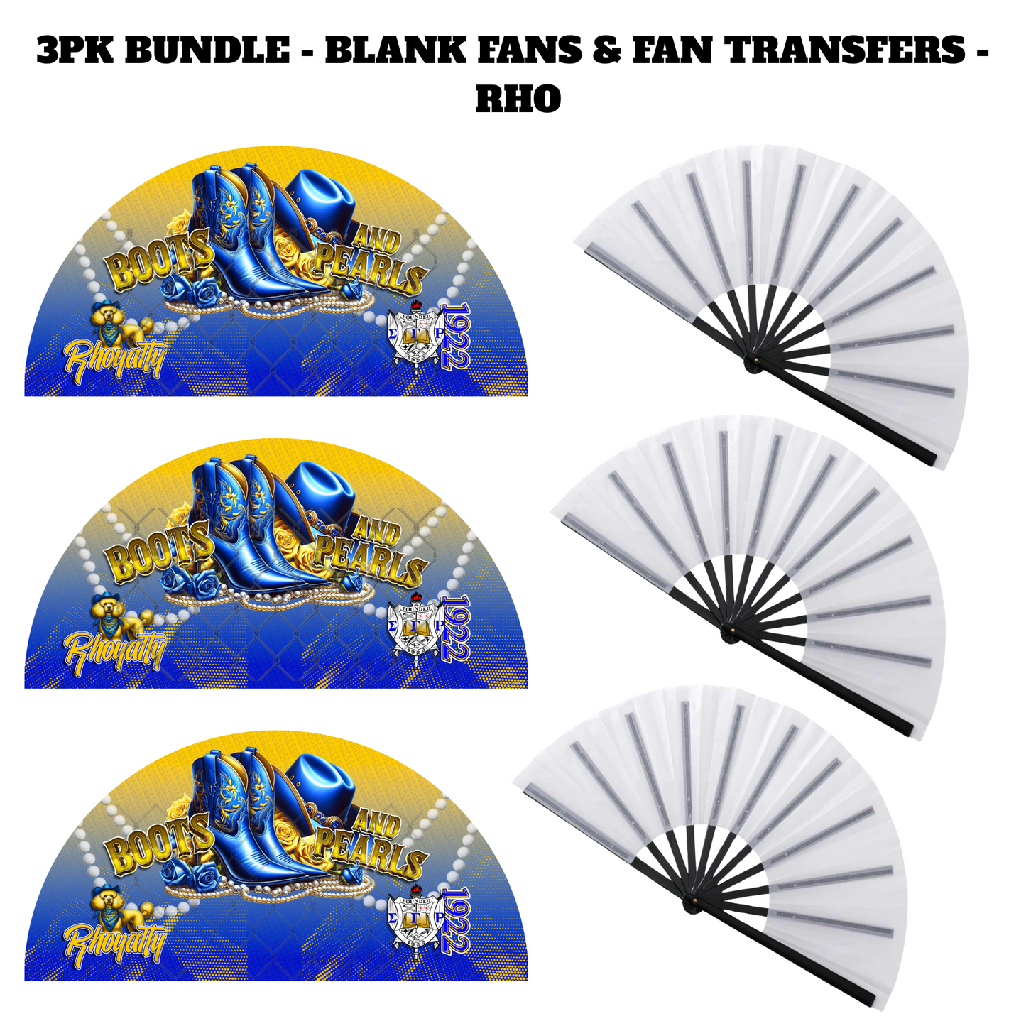 3PK - FAN & TRANSFER BUNDLE -RHO- (Sublimation) (Ready to Press)