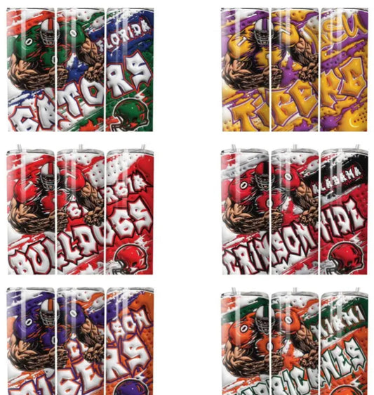 COLLEGE FOOTBALL SUBLIMATION TUMBLER WRAPS  for 20oz Tumblers