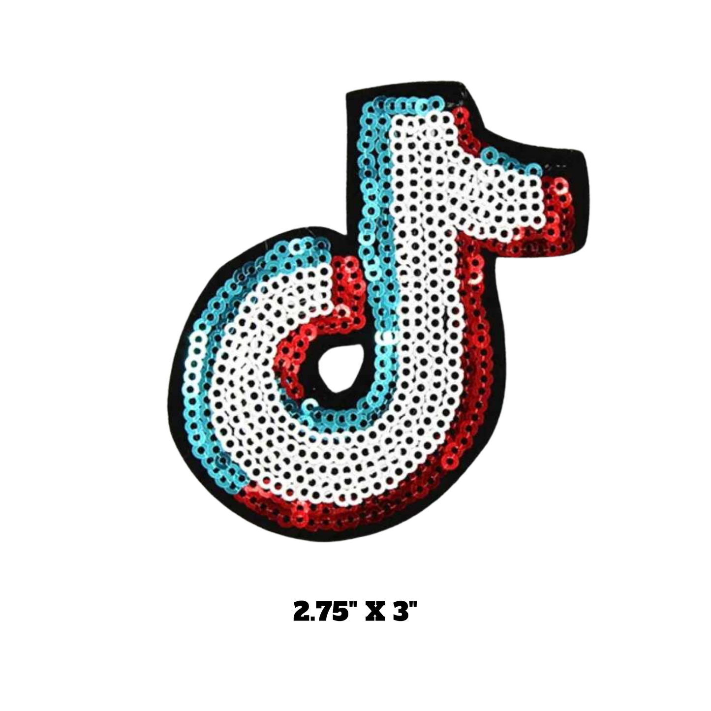 TikTok Sequin Patch (Small) (2.75" X 3")