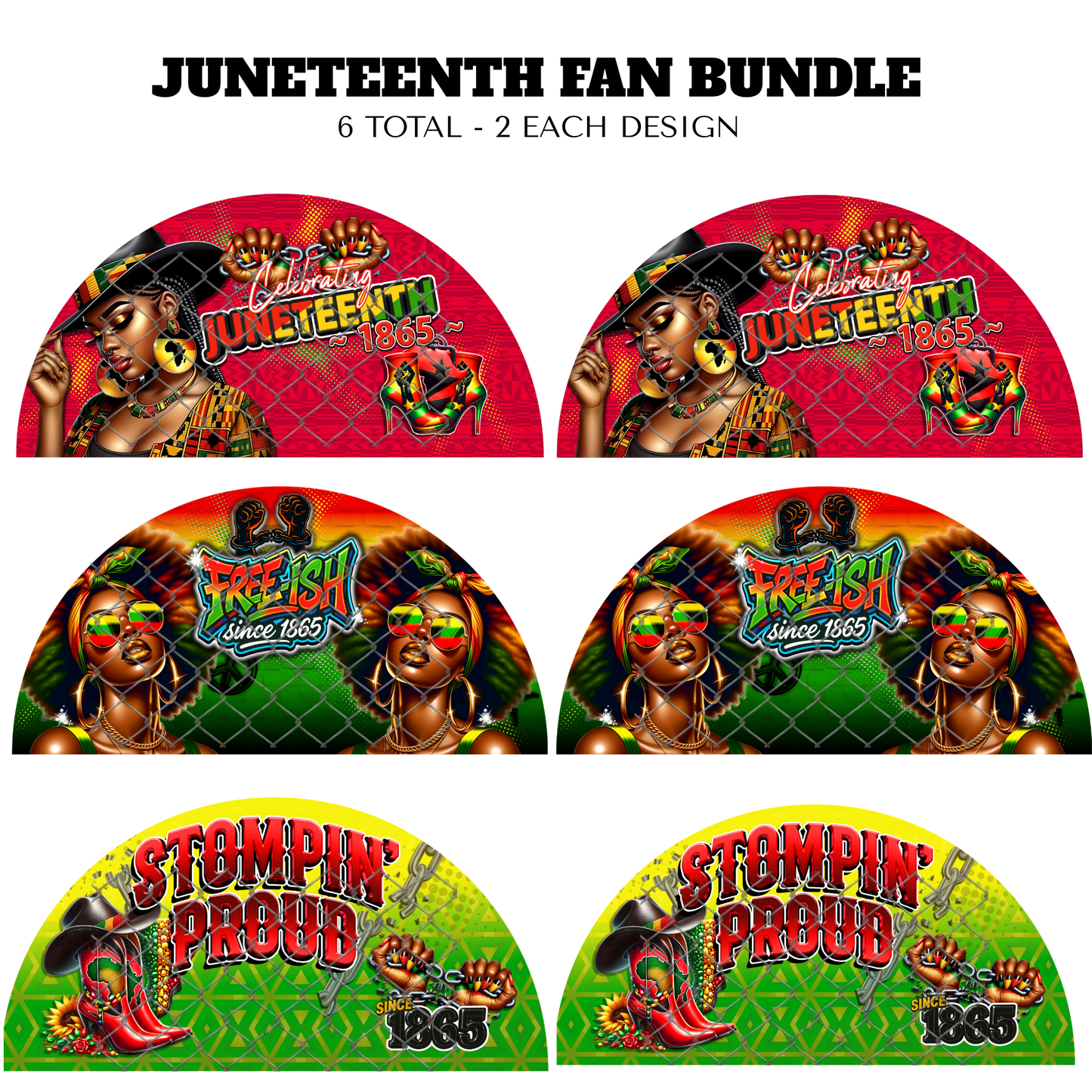 BUNDLE (6PK) - JUNETEENTH CLACK FAN TRANSFERS - (Sublimation) (Ready to Press)