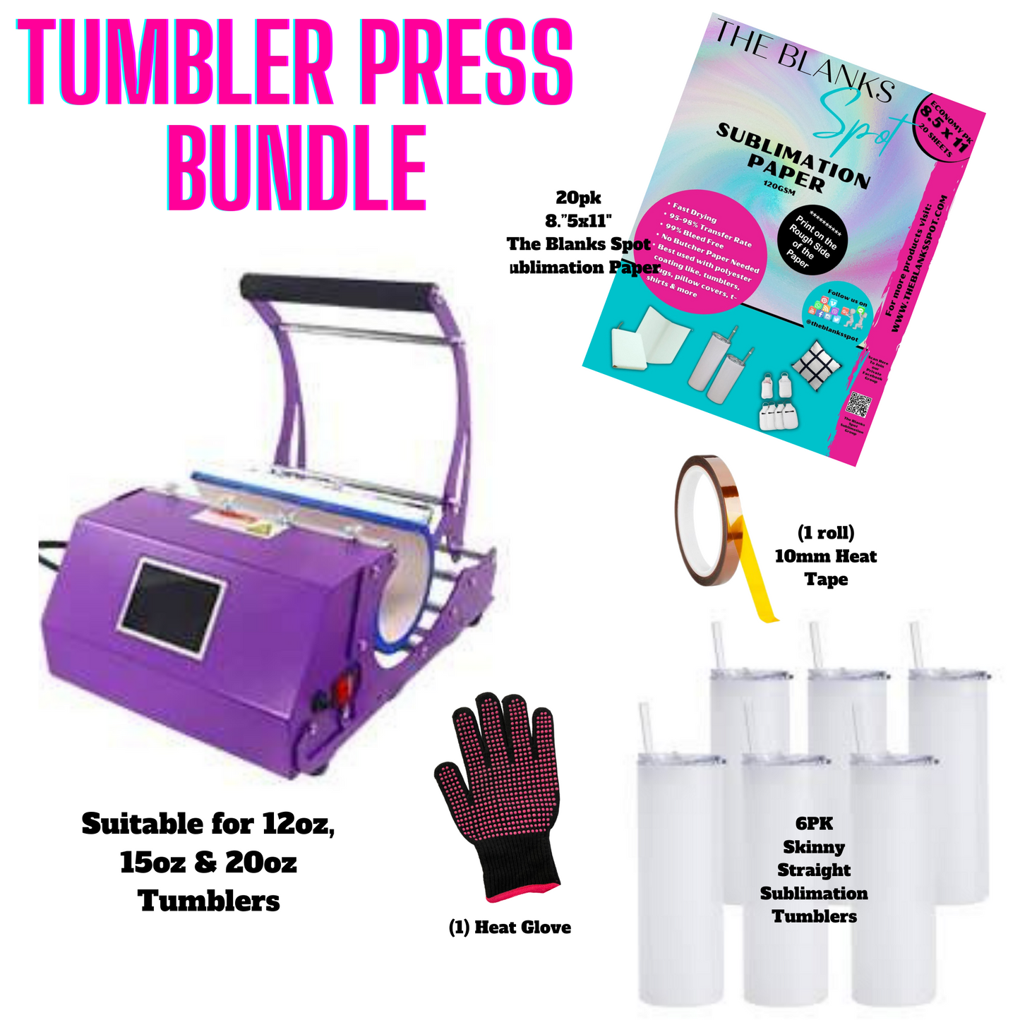 Tumbler Press BUNDLE (IF SHIPPING, MUST PURCHASE SEPARATE FROM OTHER ITEMS)