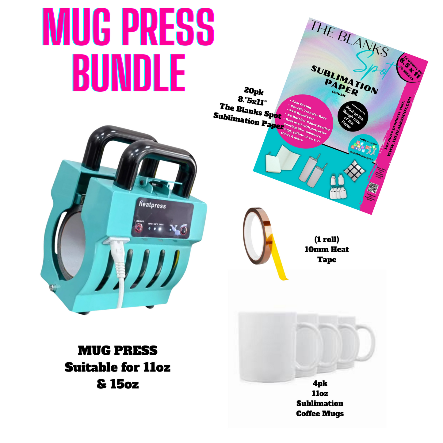 Mug Press BUNDLE (IF SHIPPING, MUST PURCHASE SEPARATE FROM OTHER ITEMS)