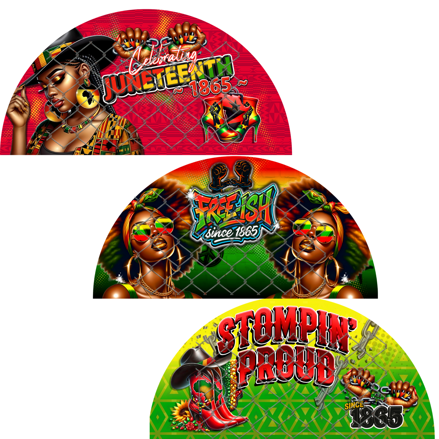 JUNETEENTH CLACK FAN TRANSFERS (SINGLES) (Sublimation)(Ready To Press)