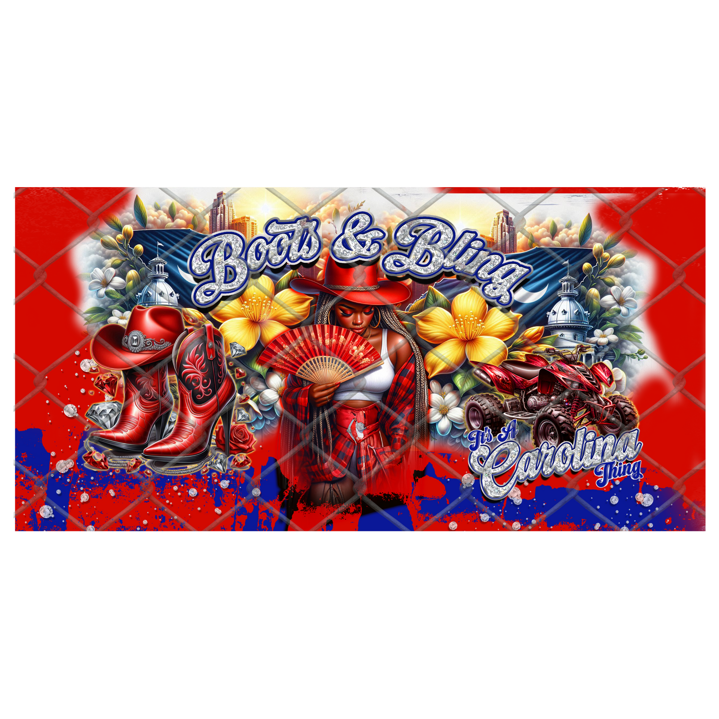 BOOTS & PEARLS (REP MY STATE) CLACK FAN TRANSFERS (Sublimation)(Ready to Press)