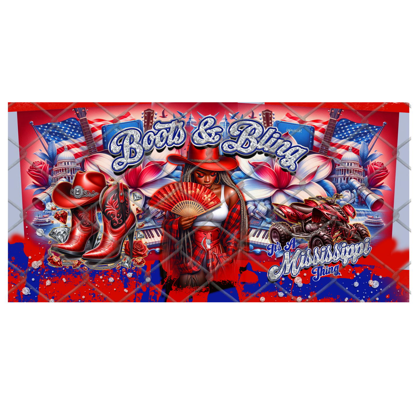 BOOTS & PEARLS (REP MY STATE) CLACK FAN TRANSFERS (Sublimation)(Ready to Press)