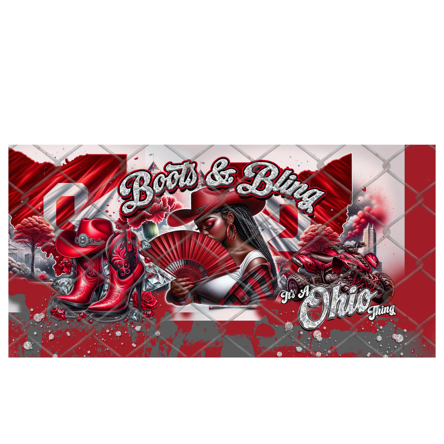 BOOTS & PEARLS (REP MY STATE) CLACK FAN TRANSFERS (Sublimation)(Ready to Press)