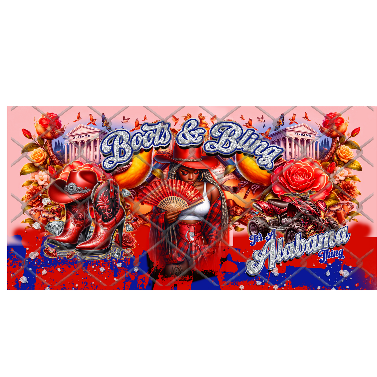BOOTS & PEARLS (REP MY STATE) CLACK FAN TRANSFERS (Sublimation)(Ready to Press)