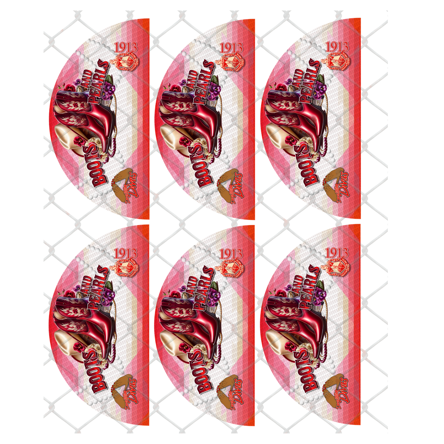 BUNDLE (6PK) - BOOTS & PEARLS (D9 & OES) CLACK FAN TRANSFERS - (Sublimation) (Ready to Press)