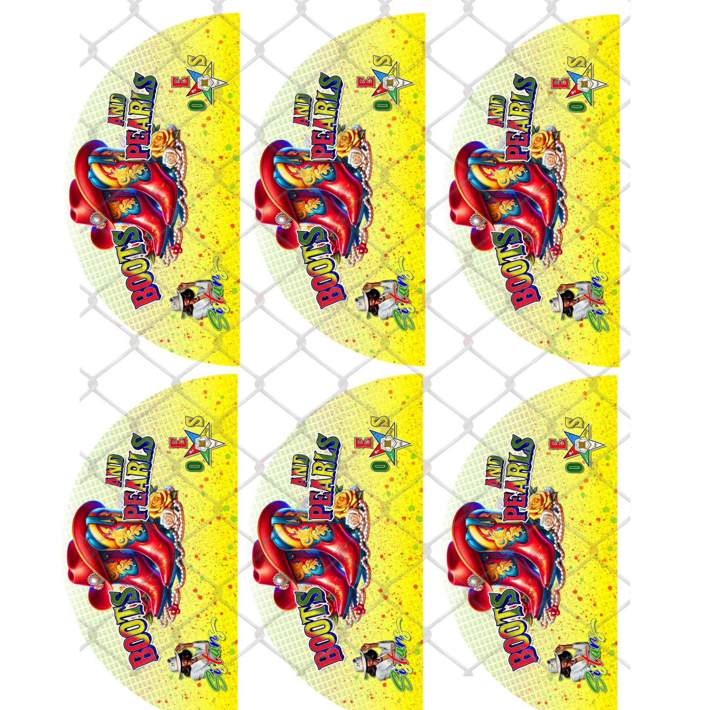 BUNDLE (6PK) - BOOTS & PEARLS (D9 & OES) CLACK FAN TRANSFERS - (Sublimation) (Ready to Press)