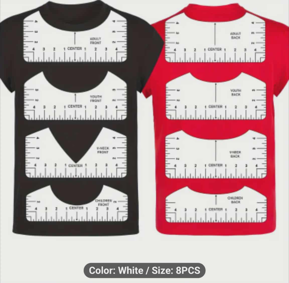 8pc T-Shirt Ruler Guide