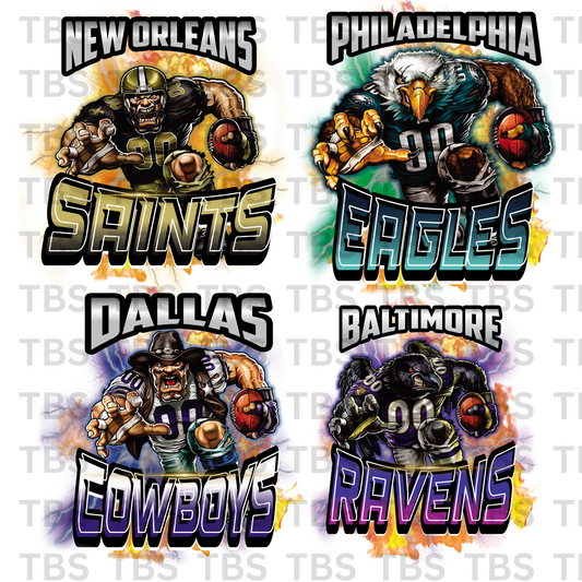 PRO FOOTBALL (Style 2) T-SHIRT TRANSFERS (SUBLIMATION)