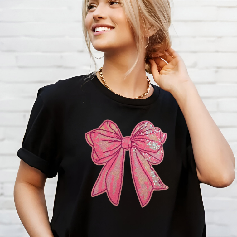 PINK Bow Sequin Patch