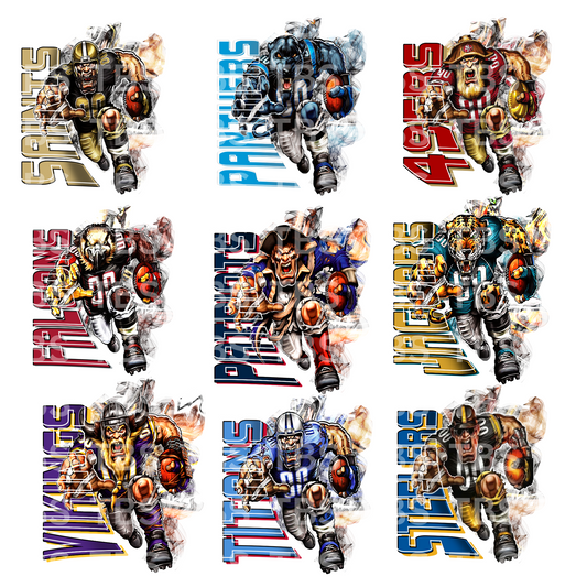 PRO FOOTBALL (Style 1) T-SHIRT TRANSFERS (SUBLIMATION)