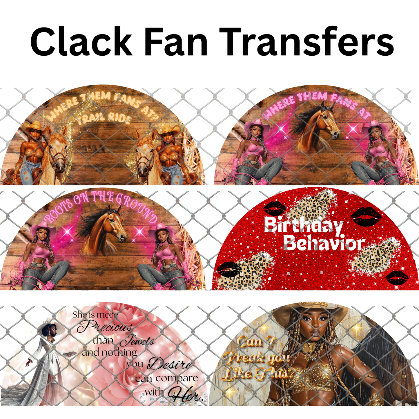 CLACK FAN TRANSFERS (Sublimation)
