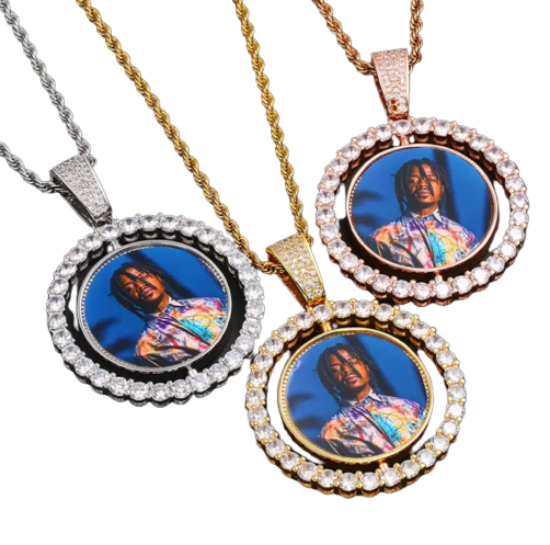 Rotating Necklaces Sublimation Gold and Silver Plated