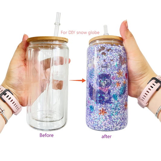 Snow Globe Glass Sublimation Jar (15oz)