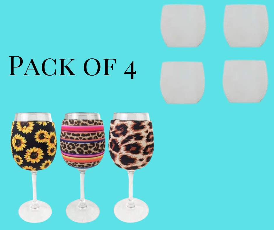 Wine Glass Koozie 4PK Sublimation