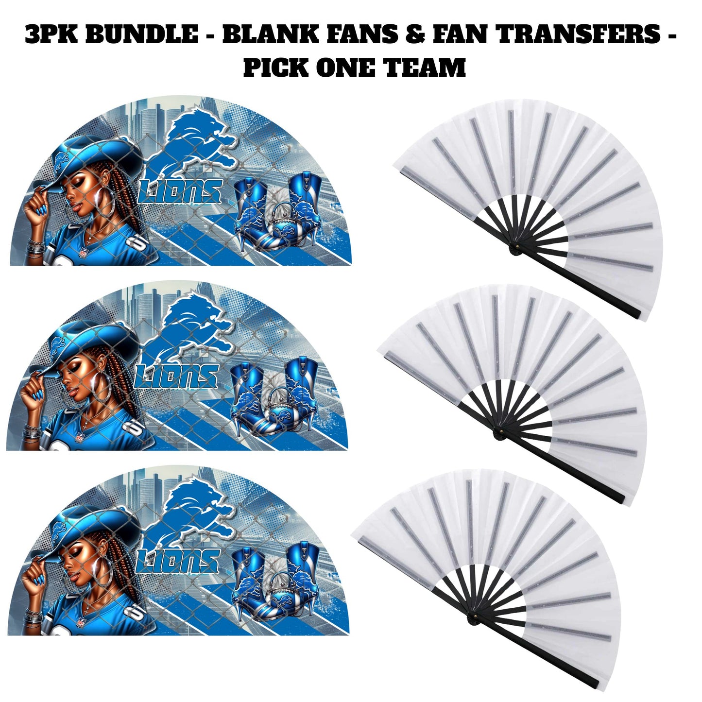 3PK - FAN & TRANSFER BUNDLE - FOOTBALL COWGIRL (Sublimation)(Ready to Press)