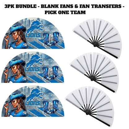 3PK - FAN & TRANSFER BUNDLE - FOOTBALL COWGIRL (Sublimation)(Ready to Press)