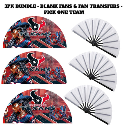 3PK - FAN & TRANSFER BUNDLE - FOOTBALL COWGIRL (Sublimation)(Ready to Press)