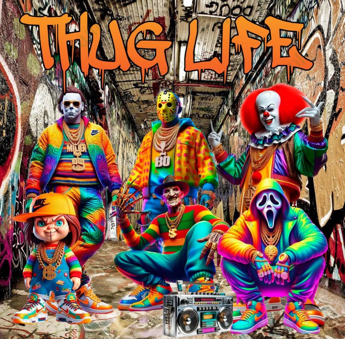 20oz Thug Life Halloween Sublimation Tumbler Wraps