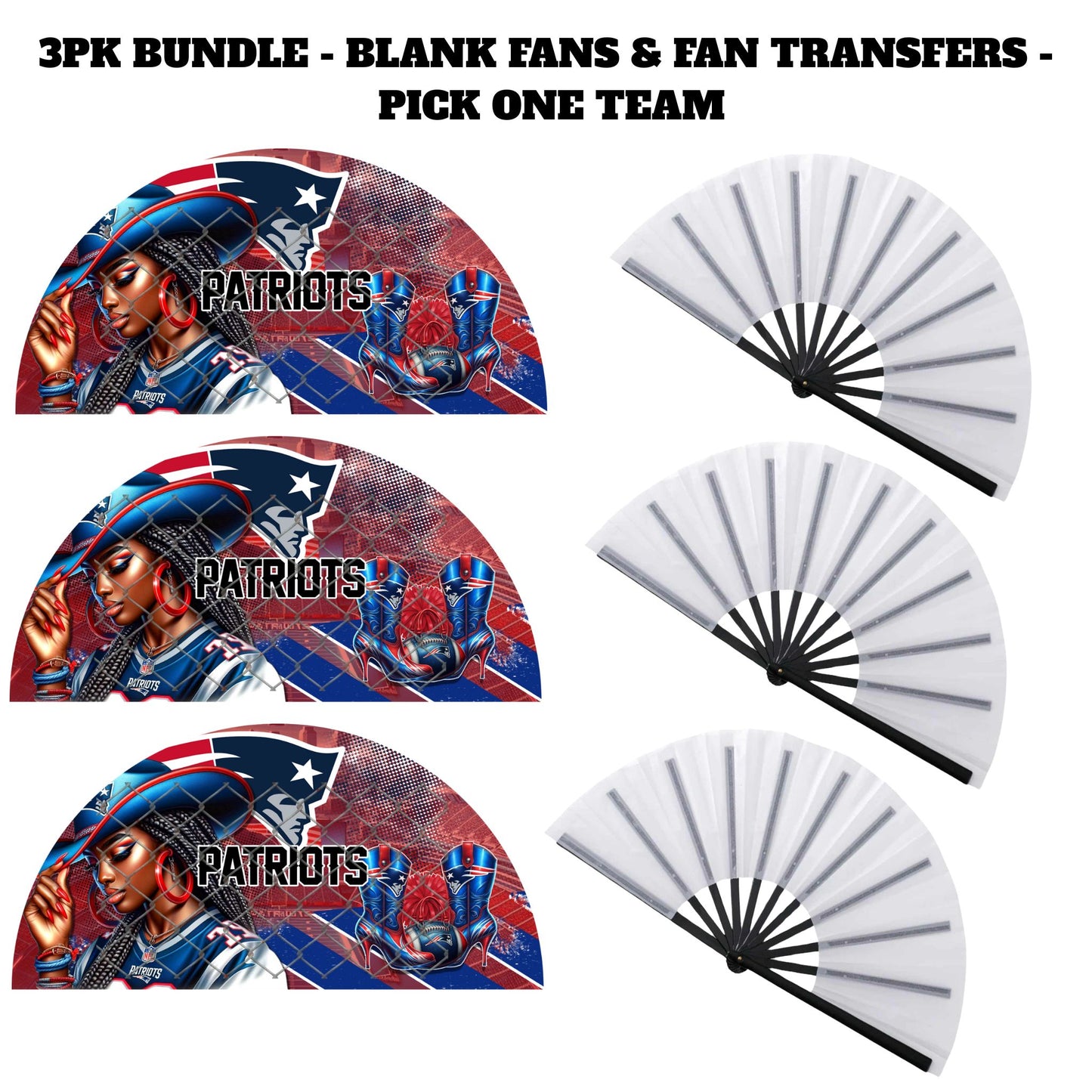 3PK - FAN & TRANSFER BUNDLE - FOOTBALL COWGIRL (Sublimation)(Ready to Press)