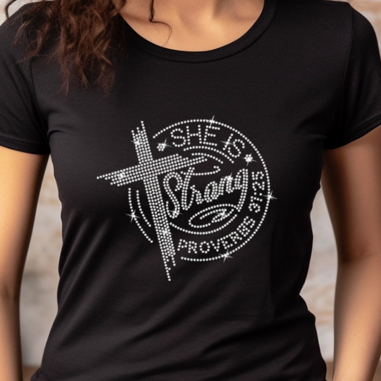 She Is Strong (Rhinestone Transfer)