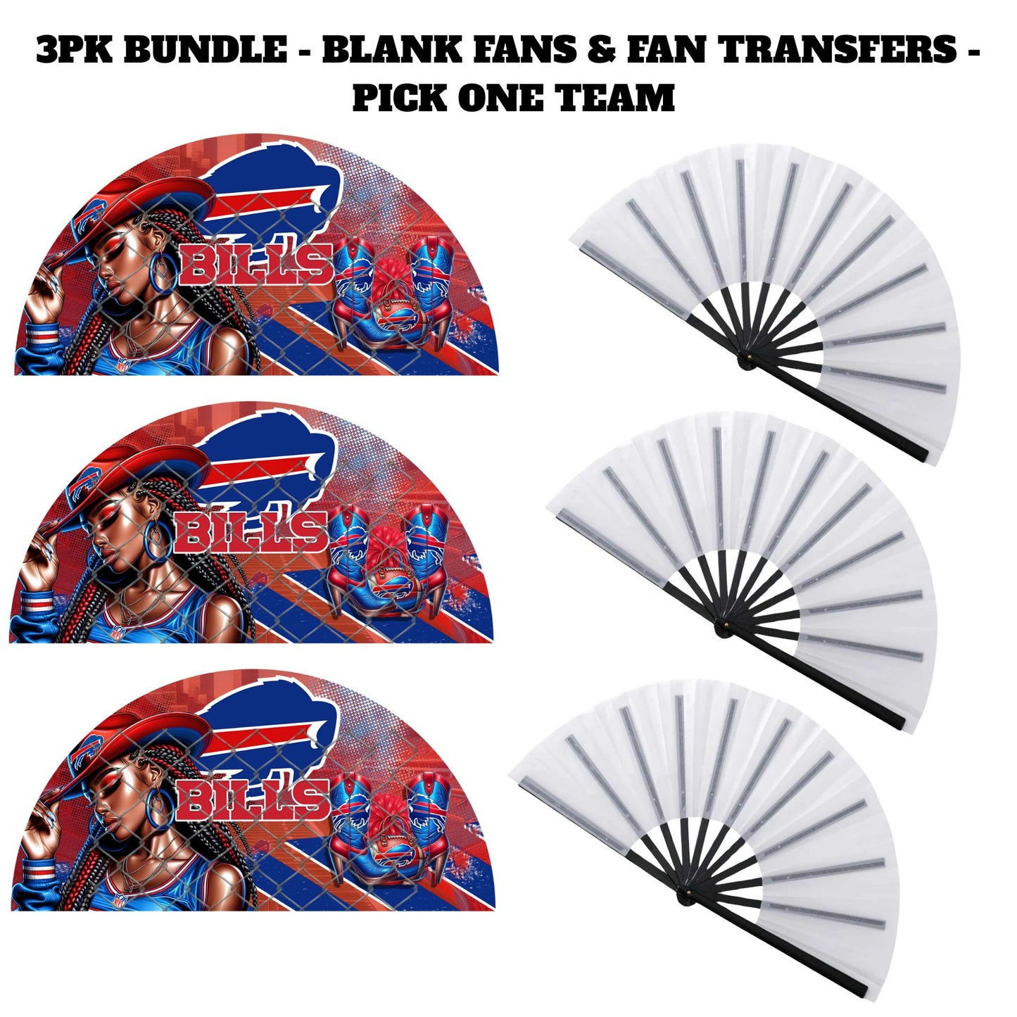 3PK - FAN & TRANSFER BUNDLE - FOOTBALL COWGIRL (Sublimation)(Ready to Press)