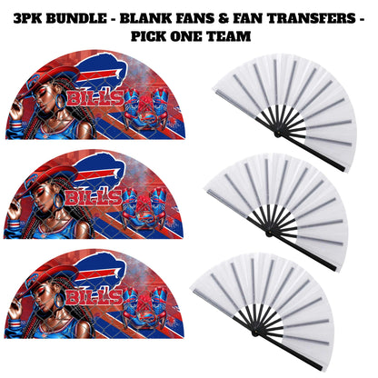 3PK - FAN & TRANSFER BUNDLE - FOOTBALL COWGIRL (Sublimation)(Ready to Press)