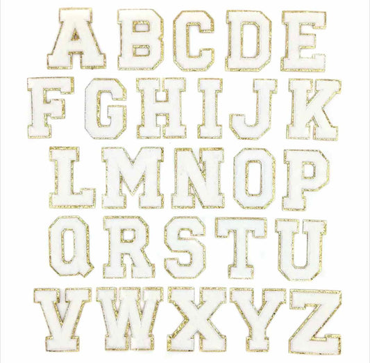 WHITE Chenille Letter 3"