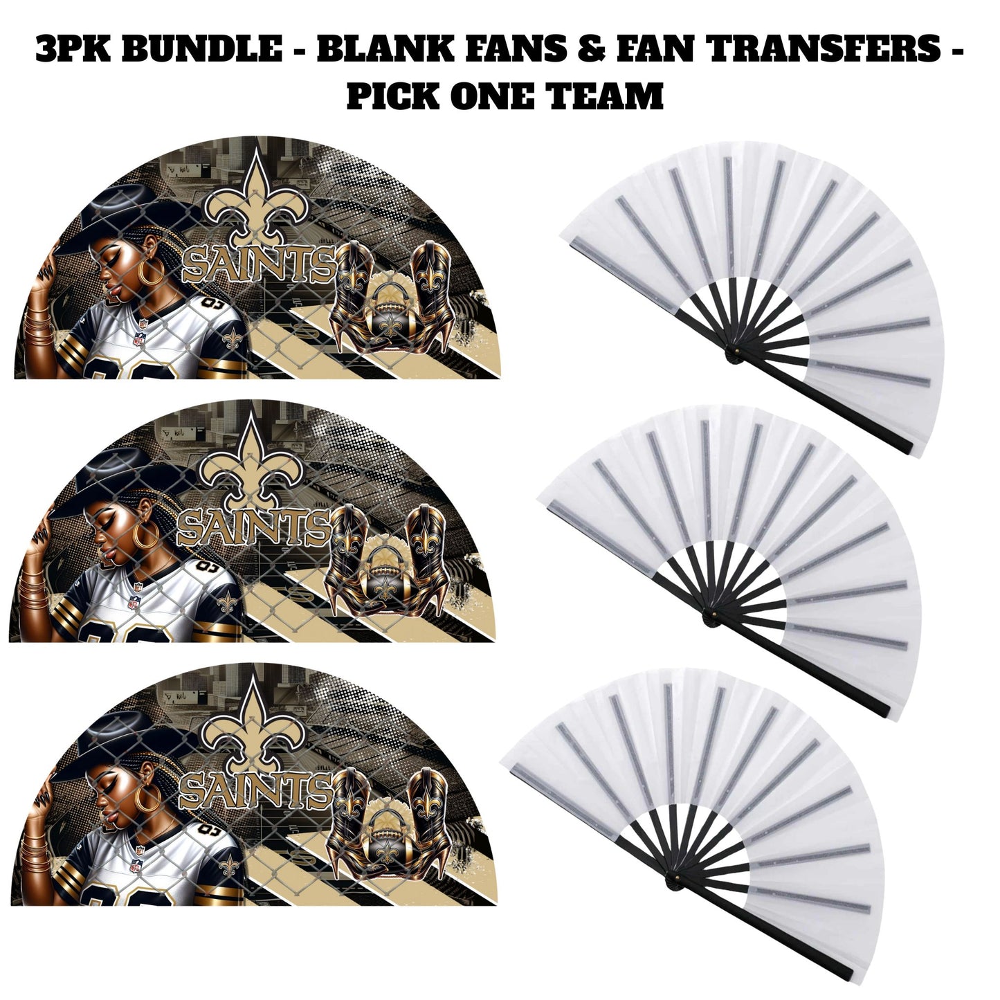 3PK - FAN & TRANSFER BUNDLE - FOOTBALL COWGIRL (Sublimation)(Ready to Press)