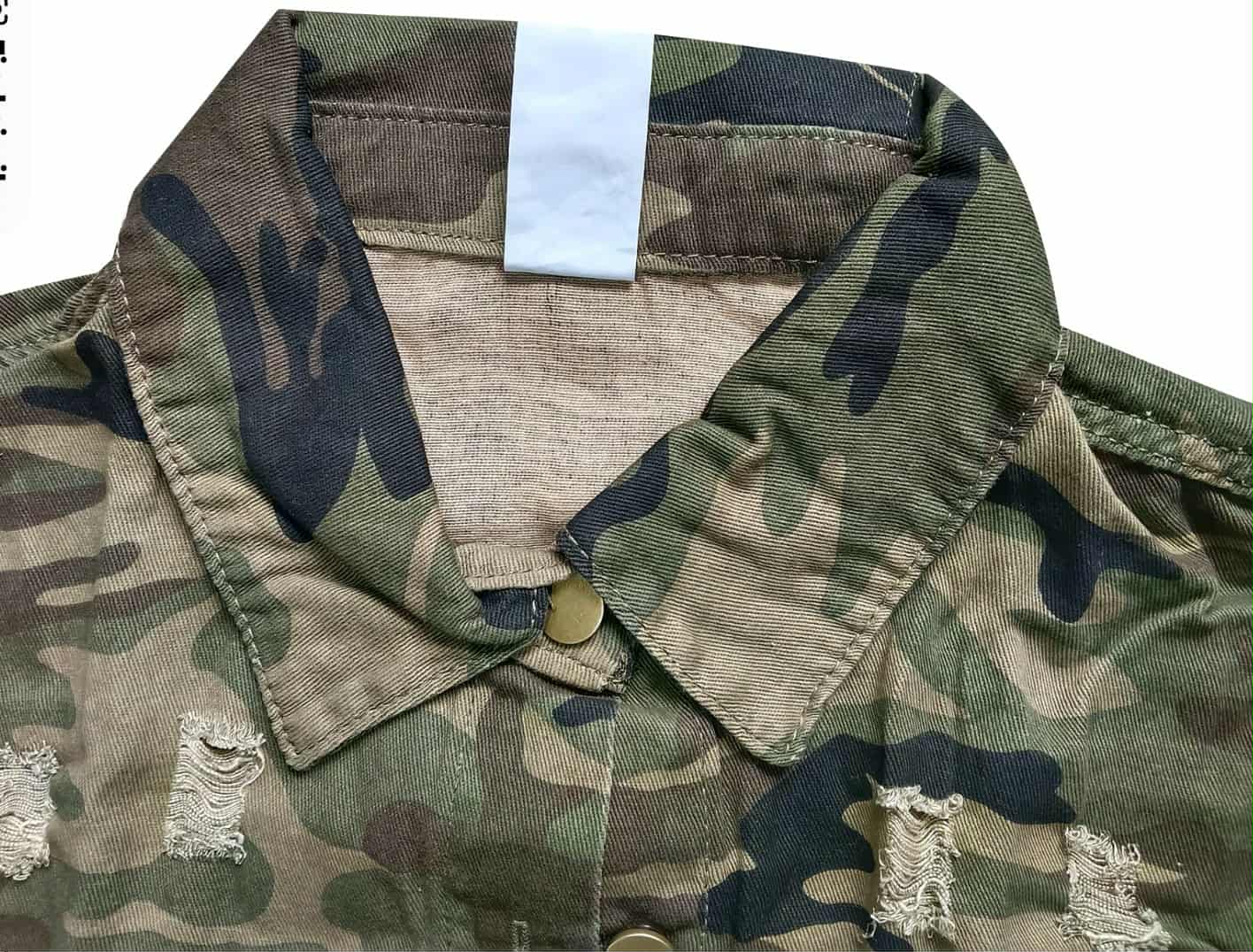 Denim Camo Print Ripped Jacket