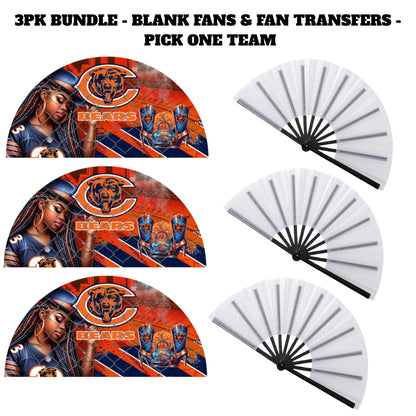 3PK - FAN & TRANSFER BUNDLE - FOOTBALL COWGIRL (Sublimation)(Ready to Press)