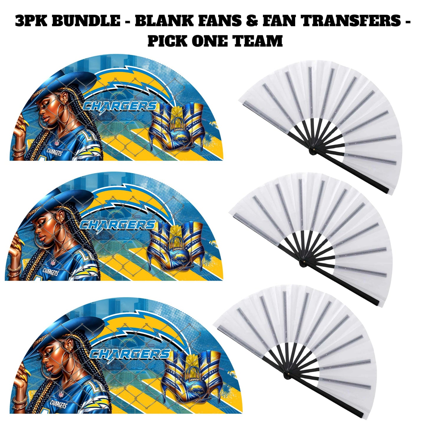 3PK - FAN & TRANSFER BUNDLE - FOOTBALL COWGIRL (Sublimation)(Ready to Press)