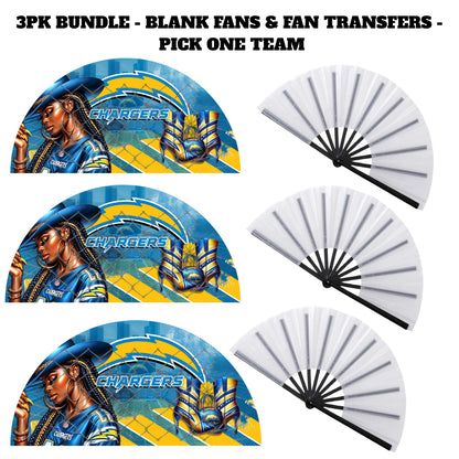 3PK - FAN & TRANSFER BUNDLE - FOOTBALL COWGIRL (Sublimation)(Ready to Press)