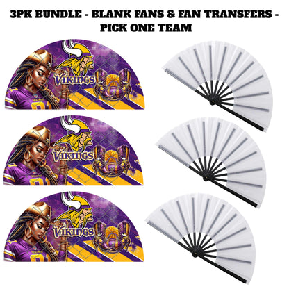 3PK - FAN & TRANSFER BUNDLE - FOOTBALL COWGIRL (Sublimation)(Ready to Press)