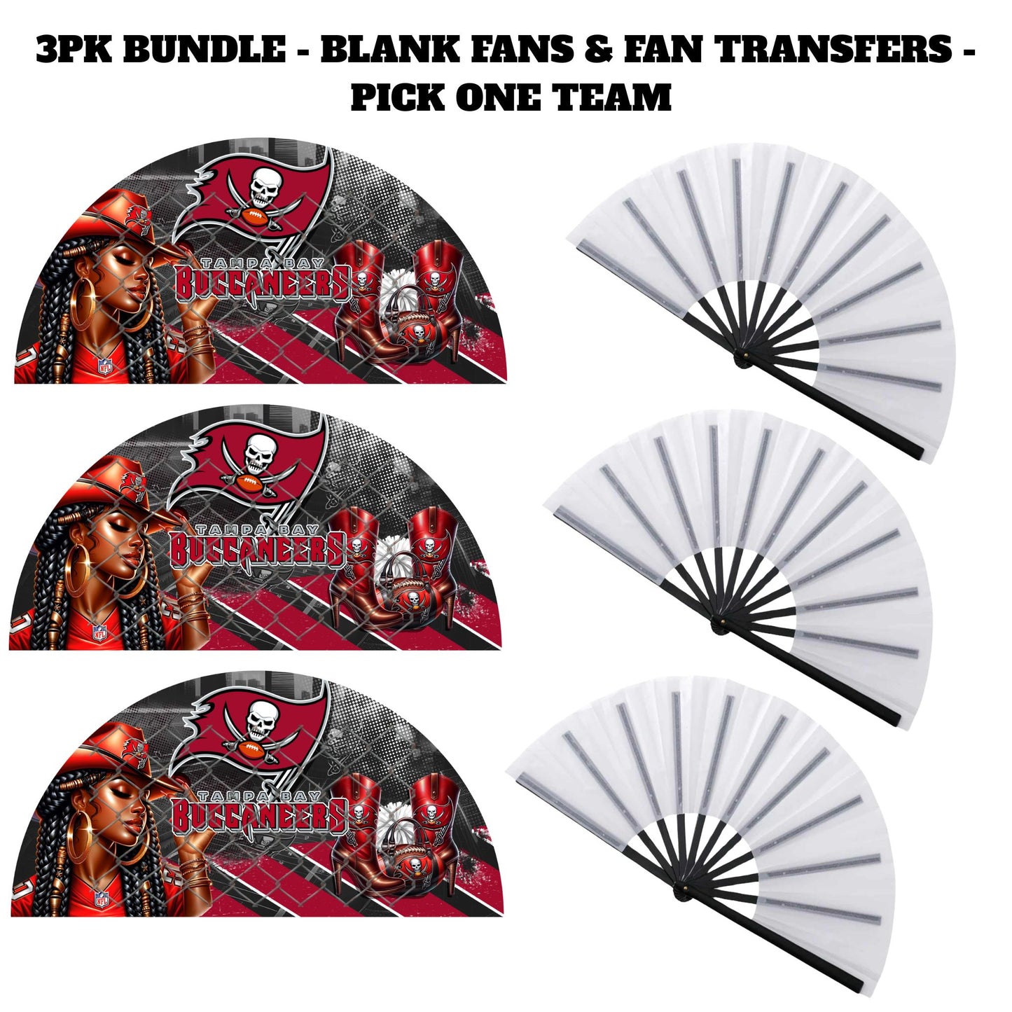 3PK - FAN & TRANSFER BUNDLE - FOOTBALL COWGIRL (Sublimation)(Ready to Press)