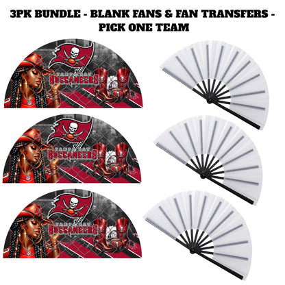 3PK - FAN & TRANSFER BUNDLE - FOOTBALL COWGIRL (Sublimation)(Ready to Press)