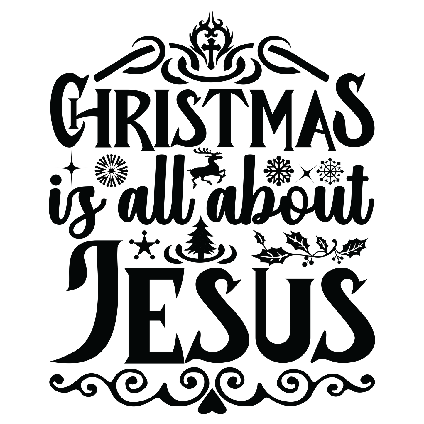 Christmas (Black) Sublimation 11" Transfers (2pk)