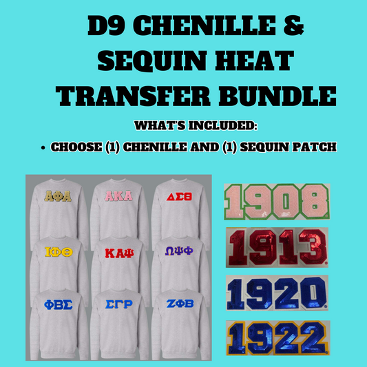 D9 Chenille & Sequin Patch Bundle (CHOOSE ONE OF EACH)