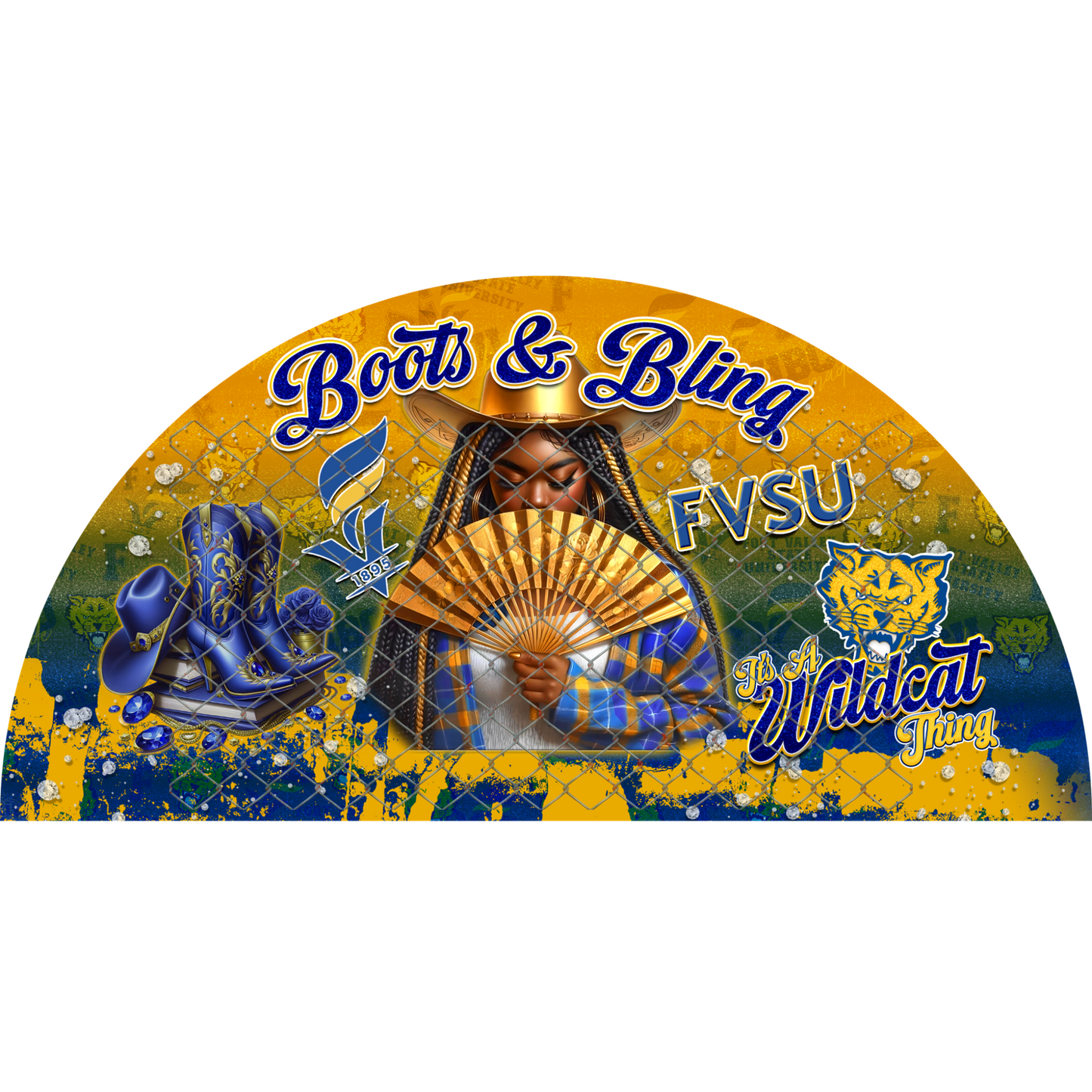 COLLEGE BOOTS & BLING CLACK FAN TRANSFERS (SINGLES) (Sublimation)(Ready To Press)