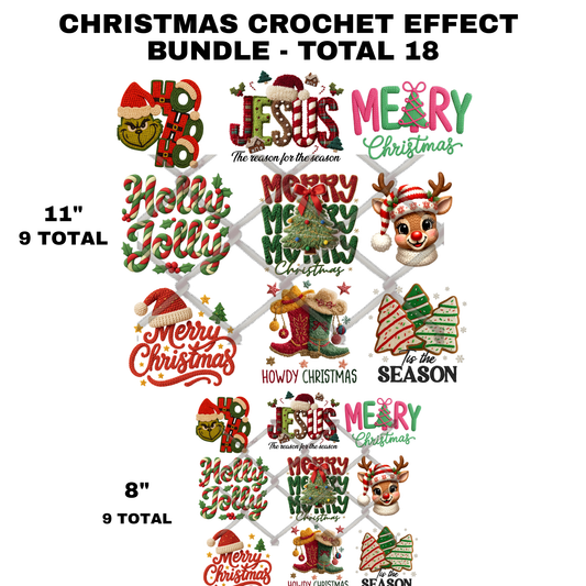 Christmas Crochet Effect  - Sublimation Transfer (BUNDLE)