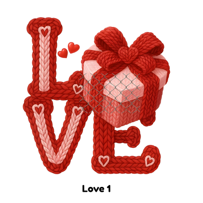 V-Day Faux Crochet/Yarn Sublimation Transfers (Singles)