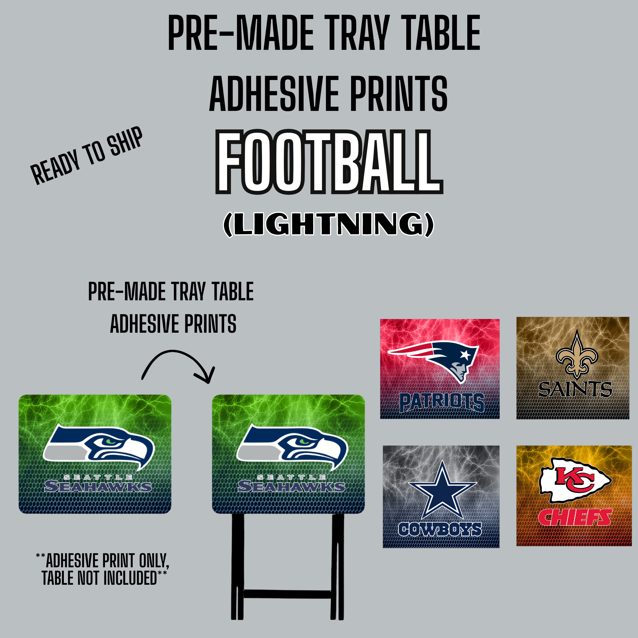 PRE-MADE ADHESIVE TRAY TABLE PRINTS (20
