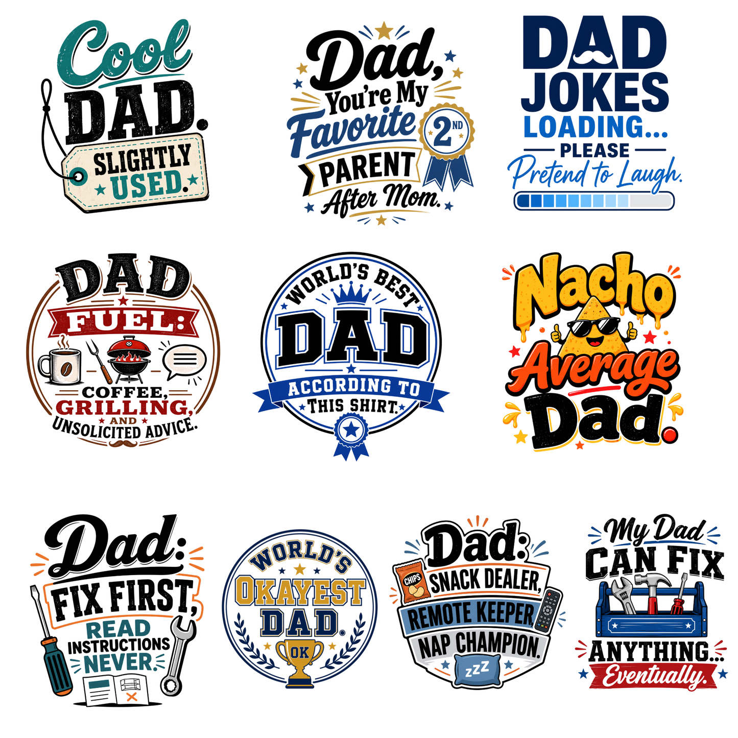 SARCASTIC DAD T-Shirt Sublimation Transfers (Singles)