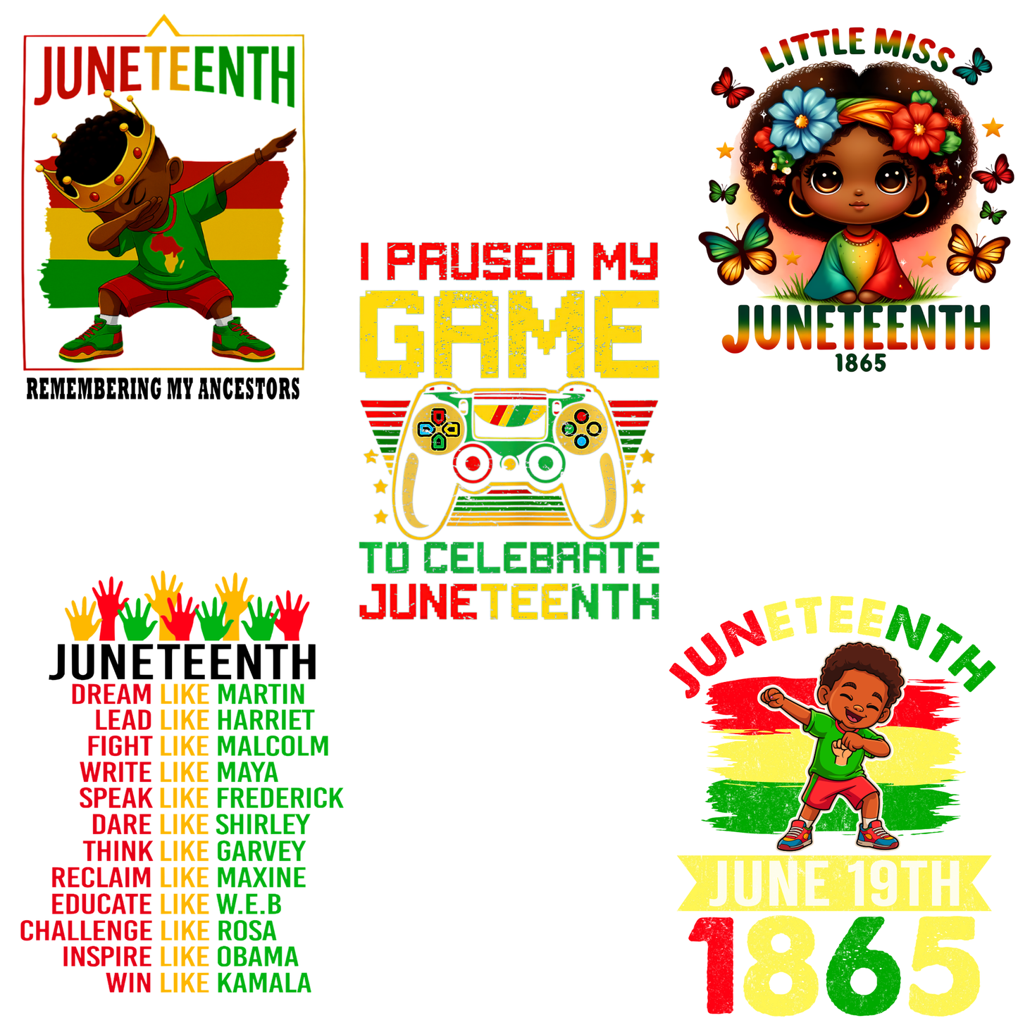 $2 Wholesale - JUNETEENTH KIDS T-Shirt Sublimation Transfers