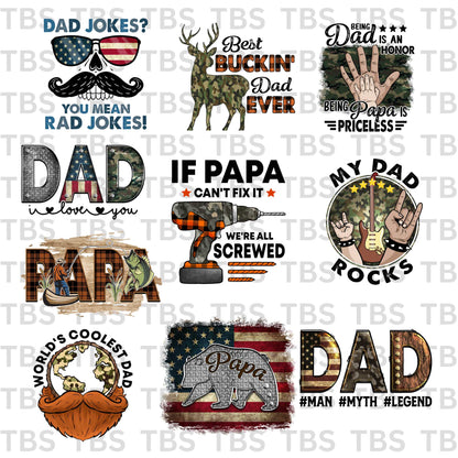 FATHER'S DAY 1 - T-Shirt Sublimation Transfers (SINGLES)