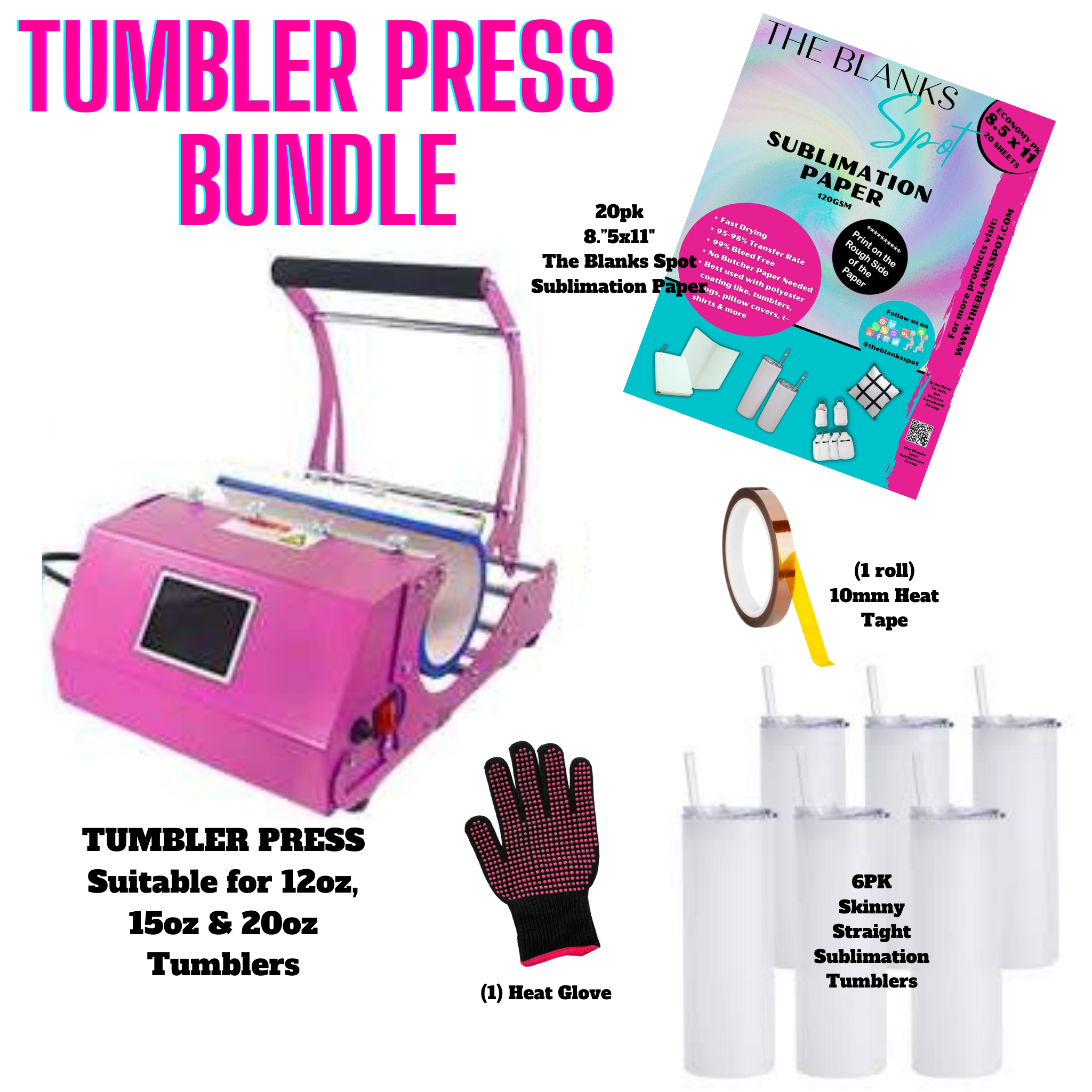 Tumblr Maker Machine Tumbler Press BUNDLE (IF SHIPPING, MUST PURCHASE SEPARATE FROM OTHER I ...