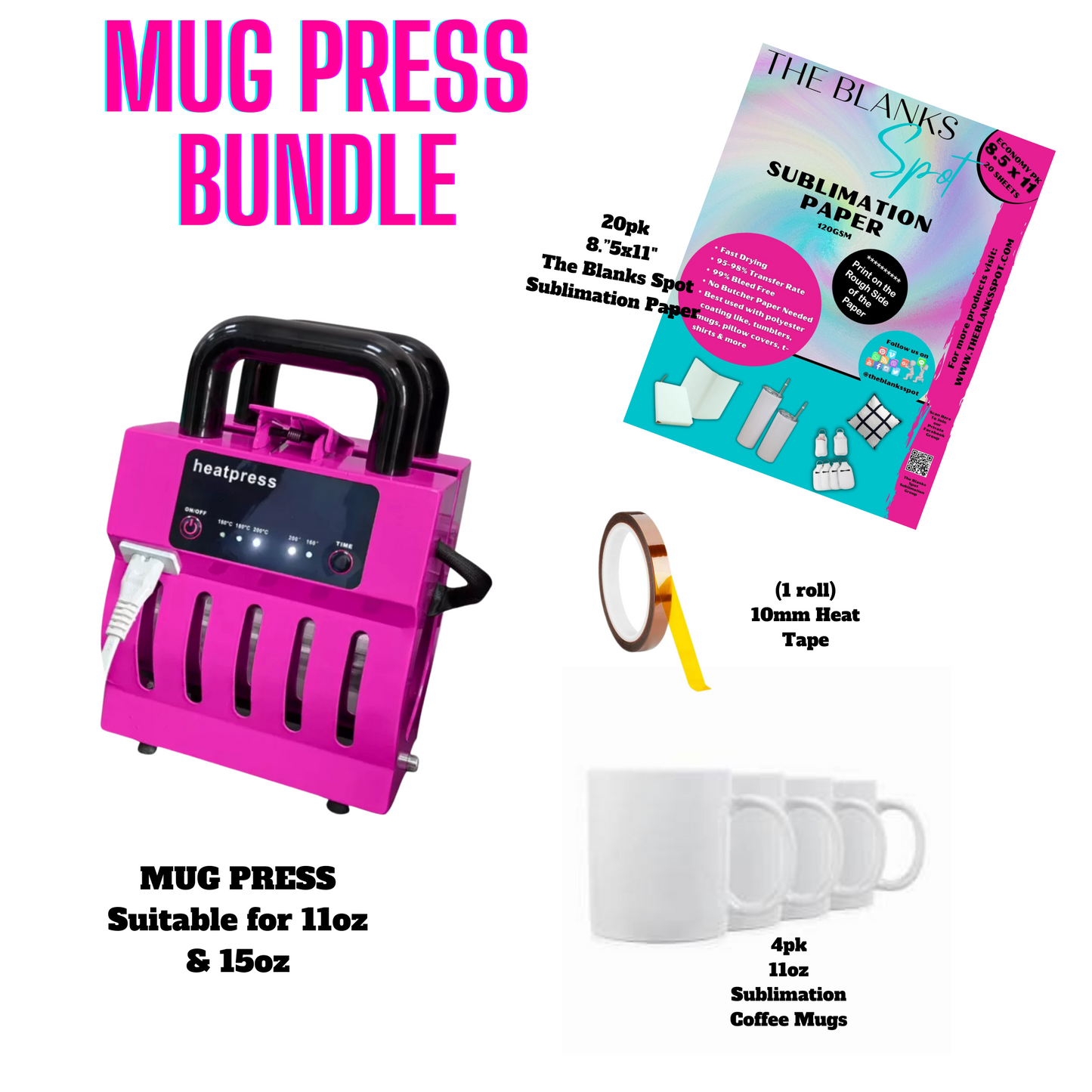 Mug Press BUNDLE (IF SHIPPING, MUST PURCHASE SEPARATE FROM OTHER ITEMS)