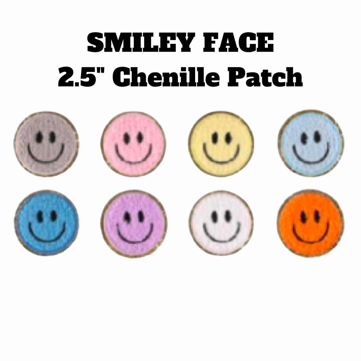 SMILEY FACE (Small) Chenille Patch (2.5")